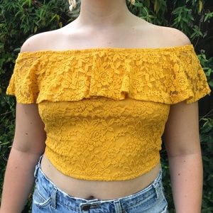 Lace off-the-shoulder crop top